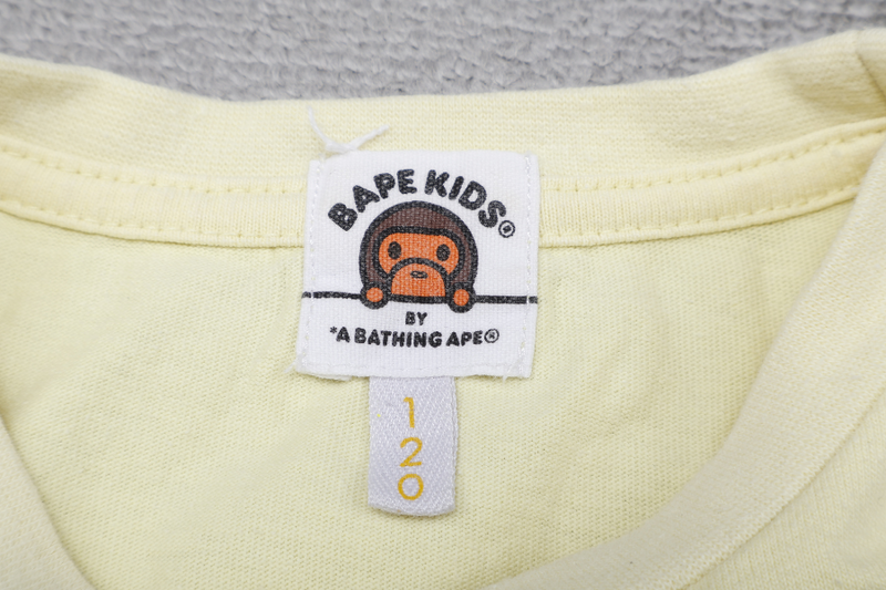 A BATHING APE KIDS MILO SHARK T SHIRT YELLOW SIZE 120