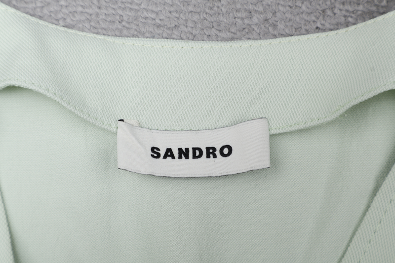 SANDRO EMERSON RUFFLED WOVEN MINI SHIRT DRESS SIZE S IN GREEN