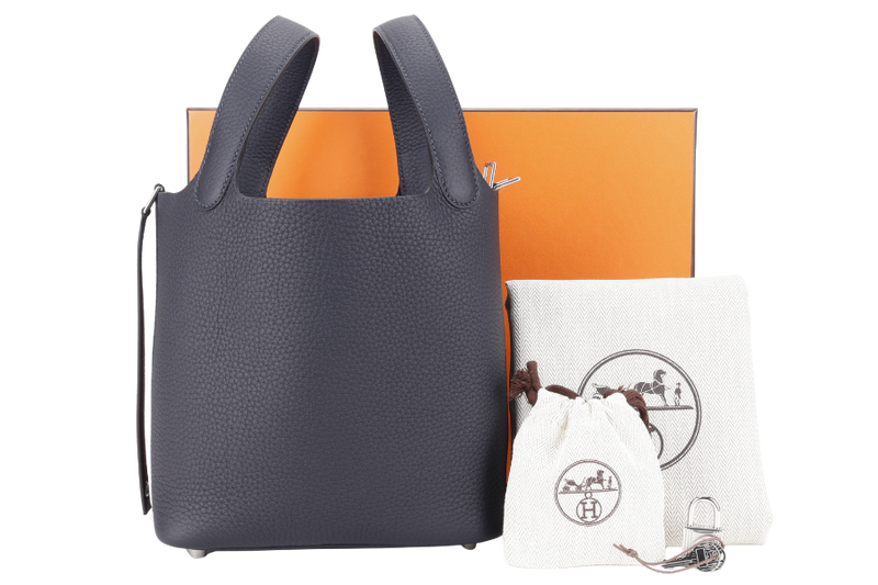 HERMES PICOTIN 18 CABAN CLEMENCE LEATHER STAMP K (YEAR 2025) WITH SILVER HARDWARE WITH LOCK&KEYS, DUST COVER AND BOX