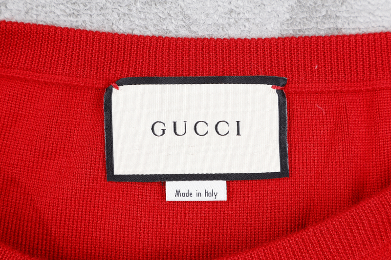 GUCCI BLIND FOR LOVE , RED STRIPED LONG SLEEVE SWEATER