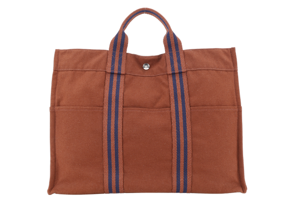 HERMES FOURRE TOUT MM BROWN CANVAS TOTE BAG NO DUST COVER