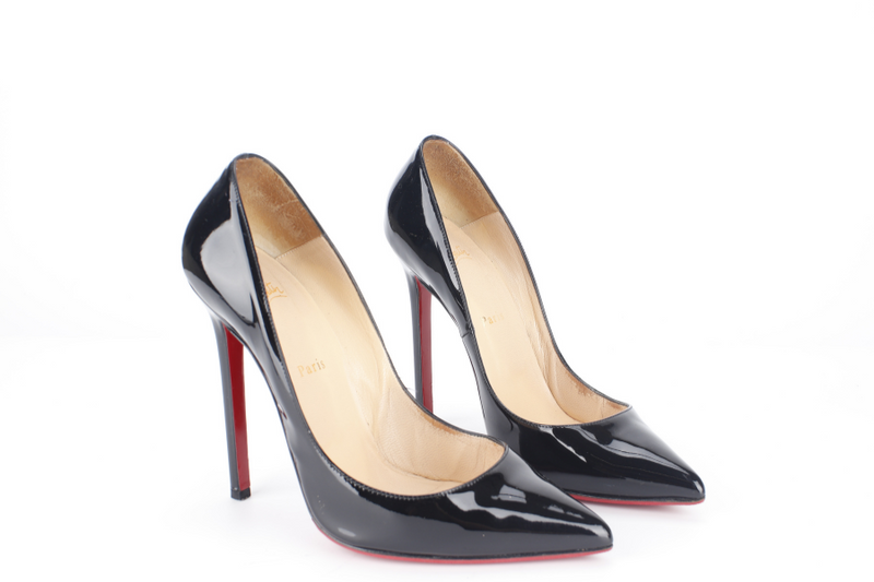 CHRISTIAN LOUBOUTIN PIGALLE FOLLIES BLACK PATENT LEATHER HEELS 41