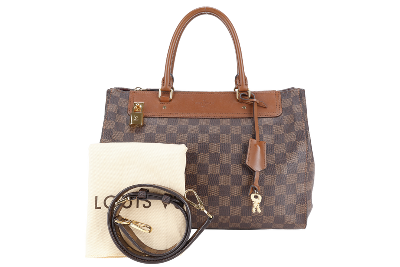 LOUIS VUITTON GREENWICH DAMIER EBENE CANVAS GOLD HARDWARE WITH STRAPS, LOCK&KEYS AND DUST COVER