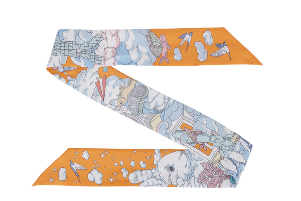 HERMES ORANGE SUR MON NUAGE SILK TWILLY