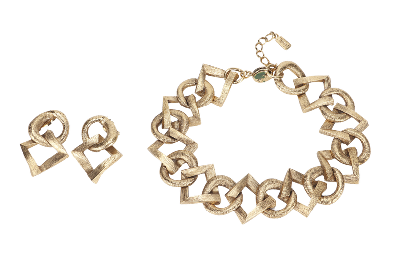 YVES SAINT LAURENT (YSL) VINTAGE EARRINGS AND CHOKER SET GOLD