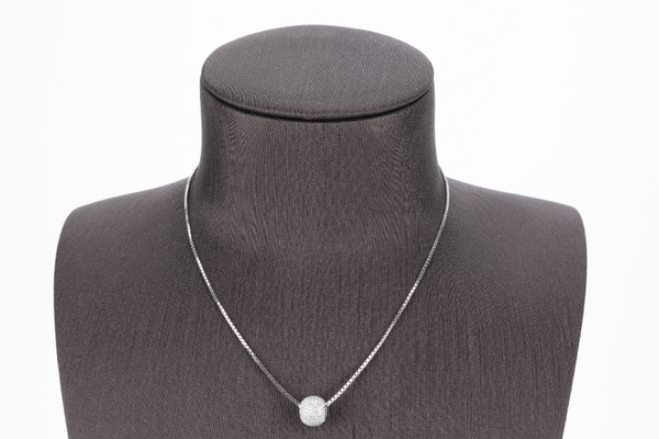 18K WG DIAMOND BALL NECKLACE 6G