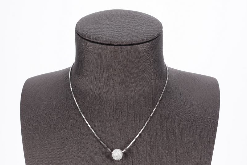 18K WG DIAMOND BALL NECKLACE 6G