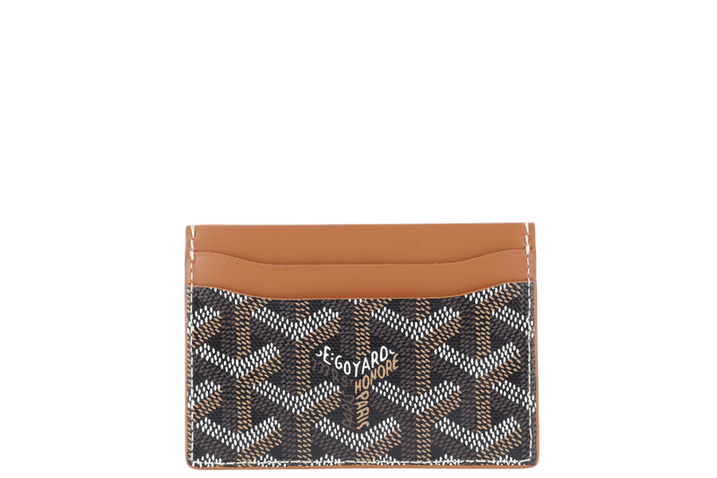 GOYARD SAINT-SULPICE CARD WALLET BLACK AND TAN COLOR WITH BOX