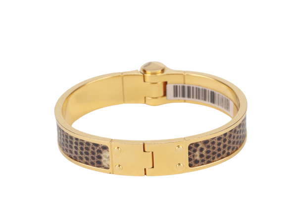 HERMES CHARNIERE LIZARD BRACELET SP1105 SIZE S GOLD HARDWARE WITH DUST COVER AND BOX