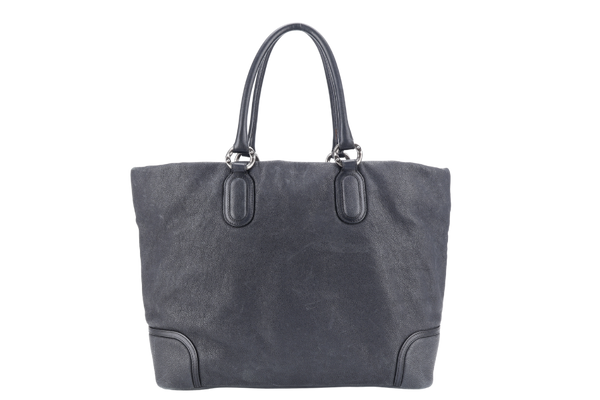 CHANEL SHINY BLACK DISTRESSED CAMAR LEATHER CC CUP TOTE BAG NO CARD (1448xxxx) NO DUST COVER