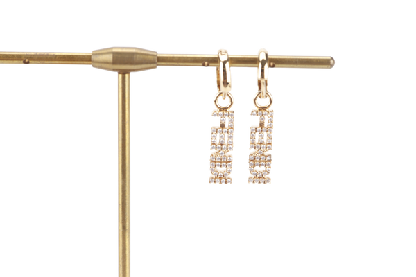 FENDI SIGNATURE LOGO RHINESTONE EARRINGS HOOPS WITH BOX