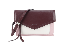 GIVENCHY DUETTO CROSSBODY BAG BURGUNDY AND SILVER HARDWARE WITH DUST COVER