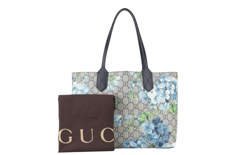 GUCCI SMALL GG SUPREME BLOOMS REVERSIBLE TOTE (5463223) WITH DUST COVER