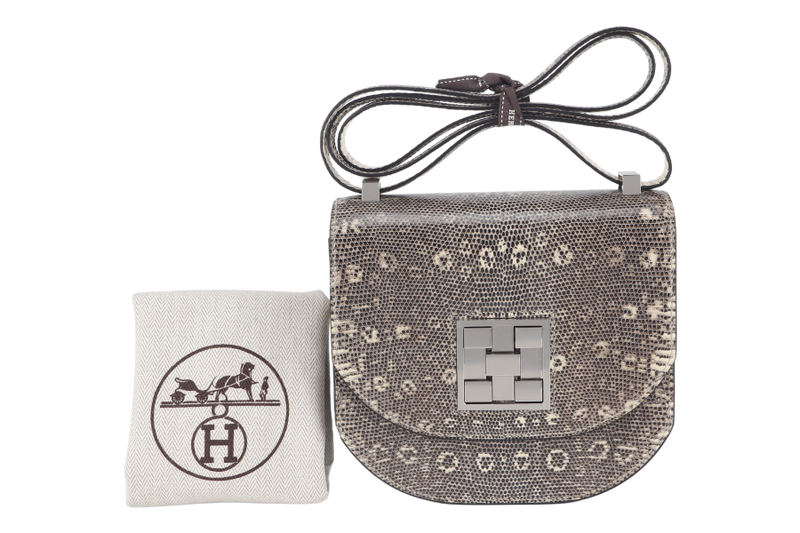 HERMES MOSAIQUE MINI 17 STAMP D (YEAR 2019) OMBRE LIZARD SILVER HARDWARE WITH DUST COVER