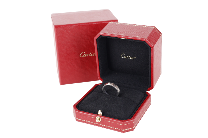 CARTIER LOVE RING WITH SINGLE DIAMOND 18K WG SIZE 55 GOJ918 5.4G WITH BOX