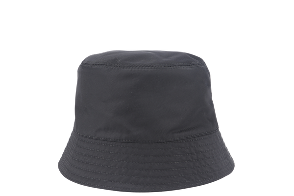 PRADA BUCKET HAT METAL LOGO BLACK NYLON WITH DUST COVER