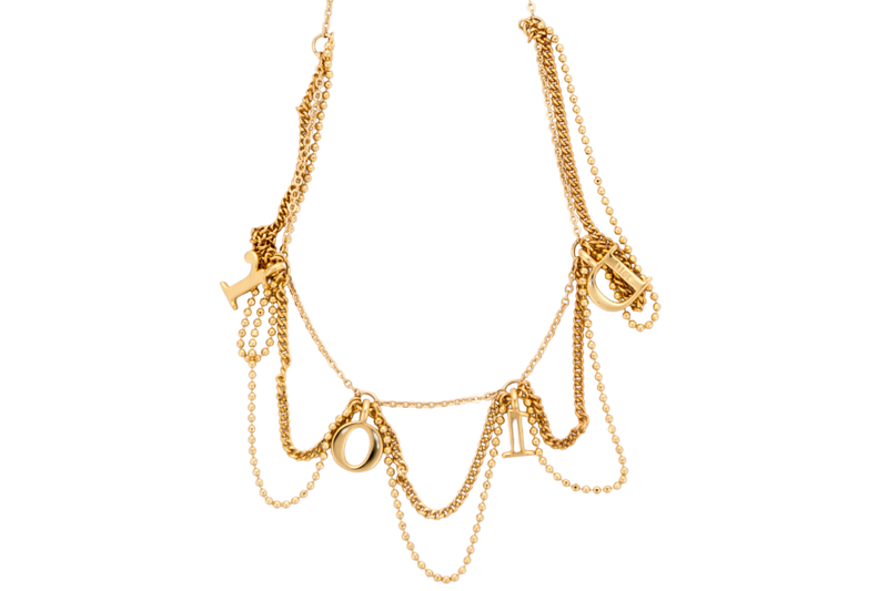 Christian Dior Gold Necklace D.I.O.R Dangling Pendant