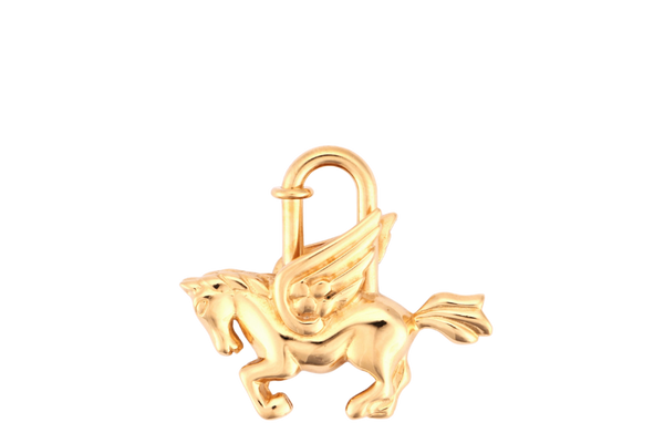 HERMES GOLD PLATED PEGASUS CADENA LOCK CHARM WITH BOX