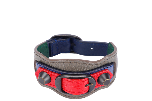 BALENCIAGA STUDDED BRACELET BLUE, RED, GREY, GREEN COLOR, NO DUST COVER & BOX