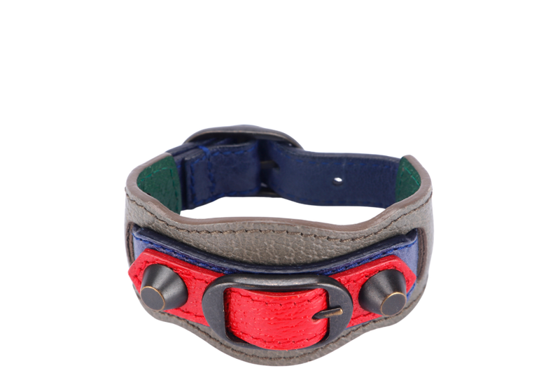 BALENCIAGA STUDDED BRACELET BLUE, RED, GREY, GREEN COLOR, NO DUST COVER & BOX