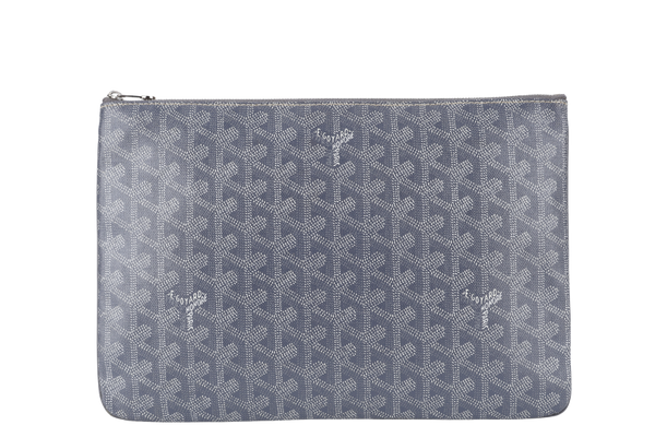 GOYARD SENAT CLUTCH GREY GOYARDINE SILVER HARDWARE NO DUST COVER