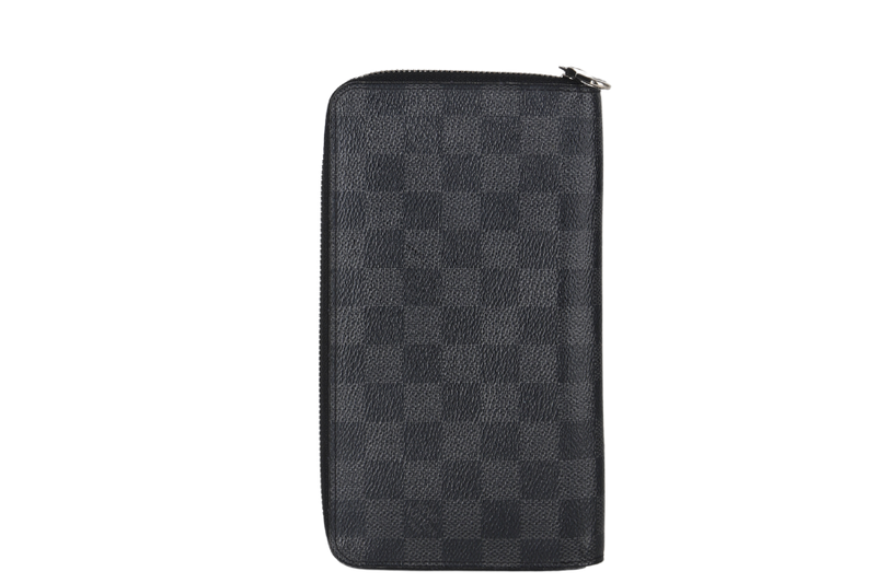 LOUIS VUITTON N60111 ZIPPY ORGANIZER LONG WALLET DAMIER GRAPHITE SILVER HARDWARE WITH DUST COVER AND BOX