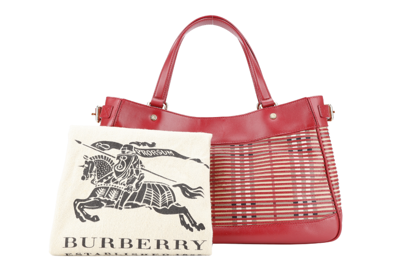 BURBERRY RAVENSCLON PINK HAYMARKET CHECK HANDBAG WITH DUST COVER