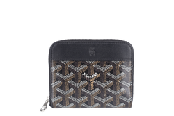 GOYARD MATIGNON ZIP AROUND MINI WALLET BLACK SILVER HARDWARE NO DUST COVER