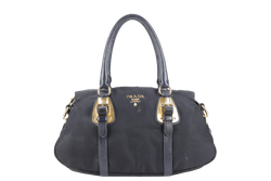 PRADA BN1903 TOP HANDLE BLACK NYLON GOLD HARDWARE NO DUST COVER