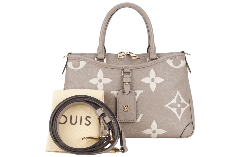 LOUIS VUITTON M46585 TRIANON PM MONOGRAM EMPREINTE TOURTERELLE LEATHER GOLD HARDWARE WITH STRAPS AND DUST COVER