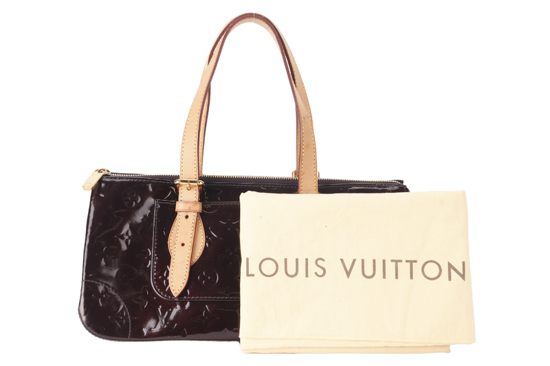 LOUIS VUITTON ROSEWOOD AVENUE AMARANTE MONOGRAM VERNIS LEATHER GOLD HARDWARE WITH DUST COVER