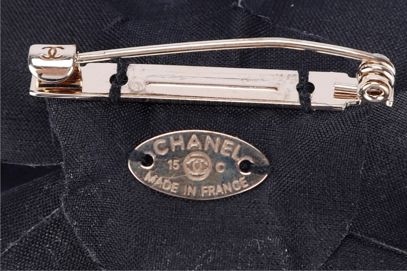 Chanel Black Hard Petal Brooch, with Box