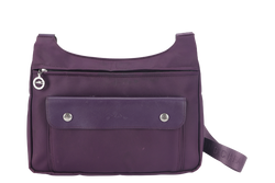 LONGCHAMP MESSENGER PURPLE NYLON SILVER HARDWARE