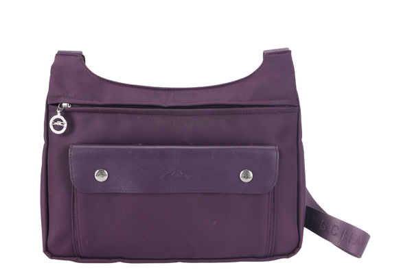 LONGCHAMP MESSENGER PURPLE NYLON SILVER HARDWARE