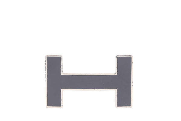 HERMES H BUCKLE BLACK ENAMEL WITH BOX