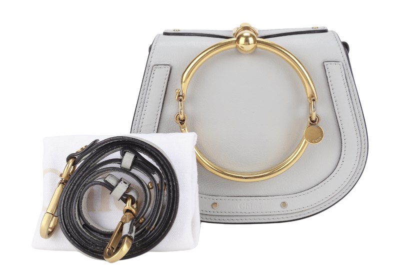 CHLOE NILE BRACELET SHOULDER BAG ETAIN CALF LEATHER GOLD HARDWARE WITH DUST COVER AND STRAPS