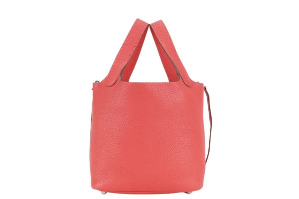 HERMES PICOTIN 18 STAMP P SQUARE (YEAR 2012) ROSE EXTREME CLEMENCE LEATHER SILVER HARDWARE WITH PADLOCK & KEY, THIRD PARTY INTERIOR ORGANIZER AND DUST COVER