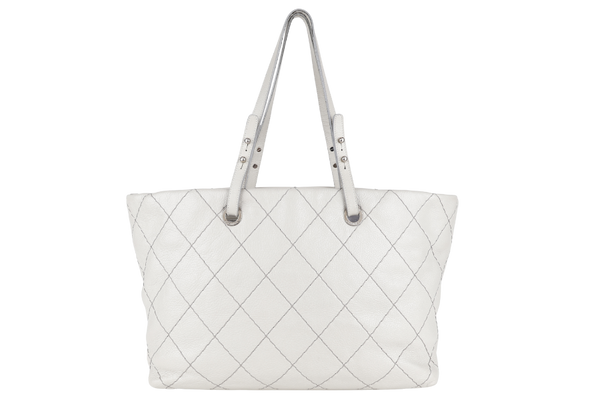 CHANEL ON THE ROAD TOTE BAG SHOULDER QUILTED LEATHER GREY (1333xxxx) SILVER HARDWARE NO DUST COVER