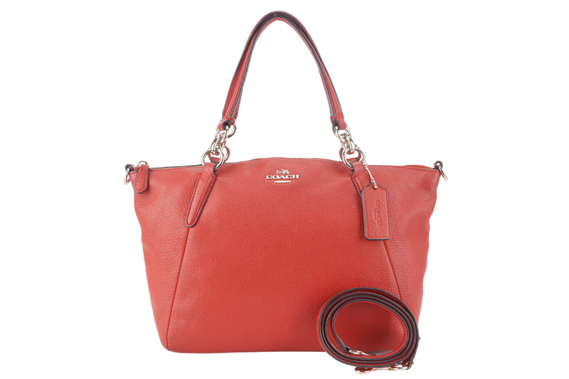 COACH F36675 SMALL KELSEY SATCHEL BRIGHT ORANGE CARMINE PEBBLE LEATHER