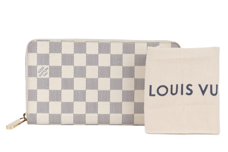 LOUIS VUITTON ZIPPY DAMIER AZUR LONG WALLET (N60019) GOLD HARDWARE WITH DUST COVER