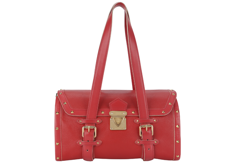 LOUIS VUITTON SUHALI L'EPANOUI GM GERANIUM RED LEATHER GOLD HARDWARE