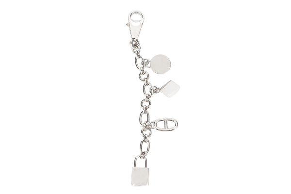 HERMES BRELOQUE OLGA BAG CHARM PALLADIUM WITH BOX