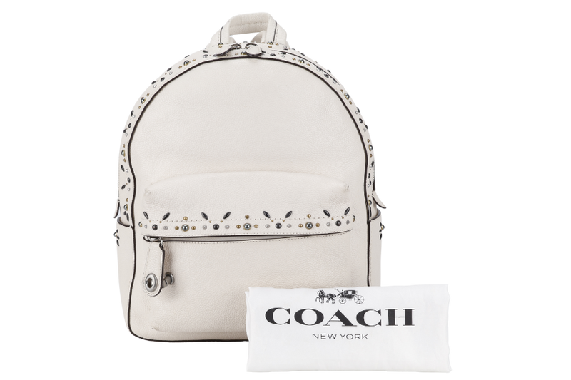 COACH CAMPUS BACKPACK WHITE PRAIRIE CALF LEATHER SILVER HARDWARE WITH DUST COVER