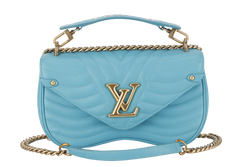 LOUIS VUITTON NEW WAVE CHAIN BAG MM (M51946) BLUE CALFSKIN GOLD HARDWARE NO DUST COVER