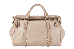 MIU MIU 2WAY BOW RIBBON HANDBAG BEIGE LEATHER WITH DUST COVER