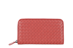 BOTTEGA VENETA INTRECCIATO RED ZIP AROUND WALLET B06817611U WITH DUST COVER AND BOX