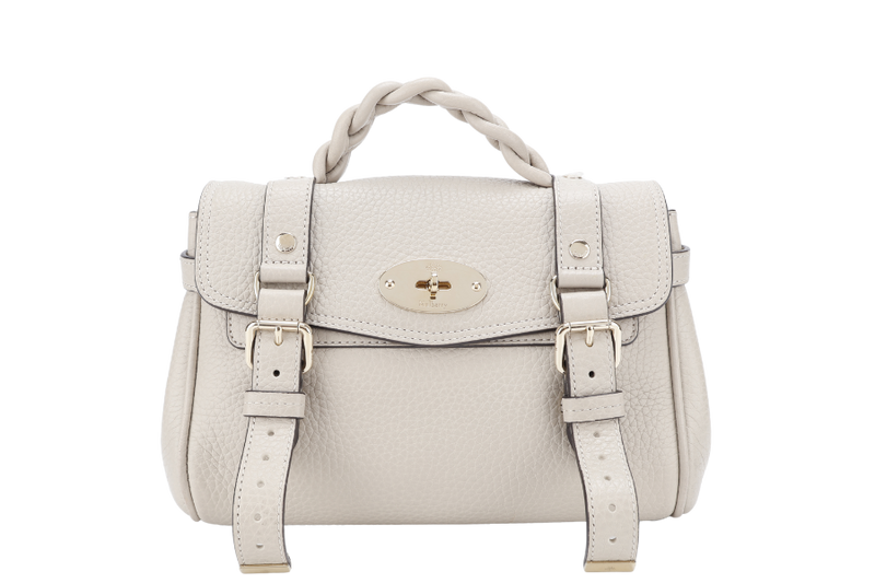 MULBERRY ALEXA LIGHT BEIGE CALF LEATHER BAG GOLD HARDWARE WITH STRAPS AND DUST COVER
