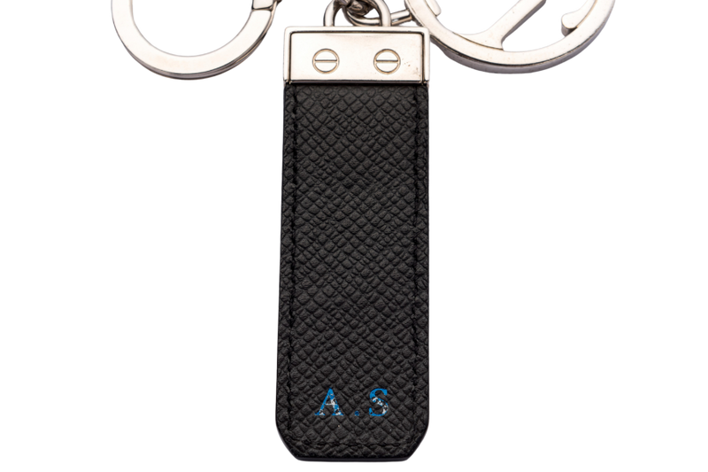 Louis Vuitton Key Chain (A.S INITIALS) Taiga Leather, Silver Hardware