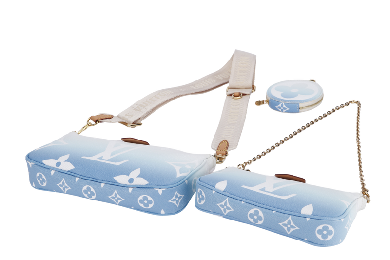 LOUIS VUITTON M57633 MULTI POCHETTE ACCESSORIES BLUE GIANT MONOGRAM CANVAS, WITH STRAP, CHAIN, DUST COVER & BOX
