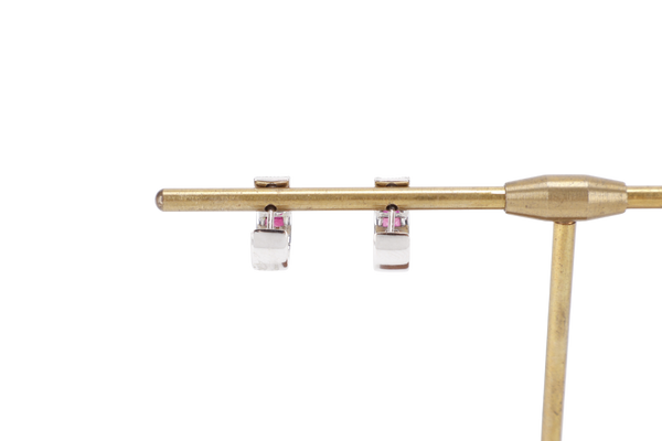 EARRINGS HOOPS 750WG WITH RUBY 3.0GM